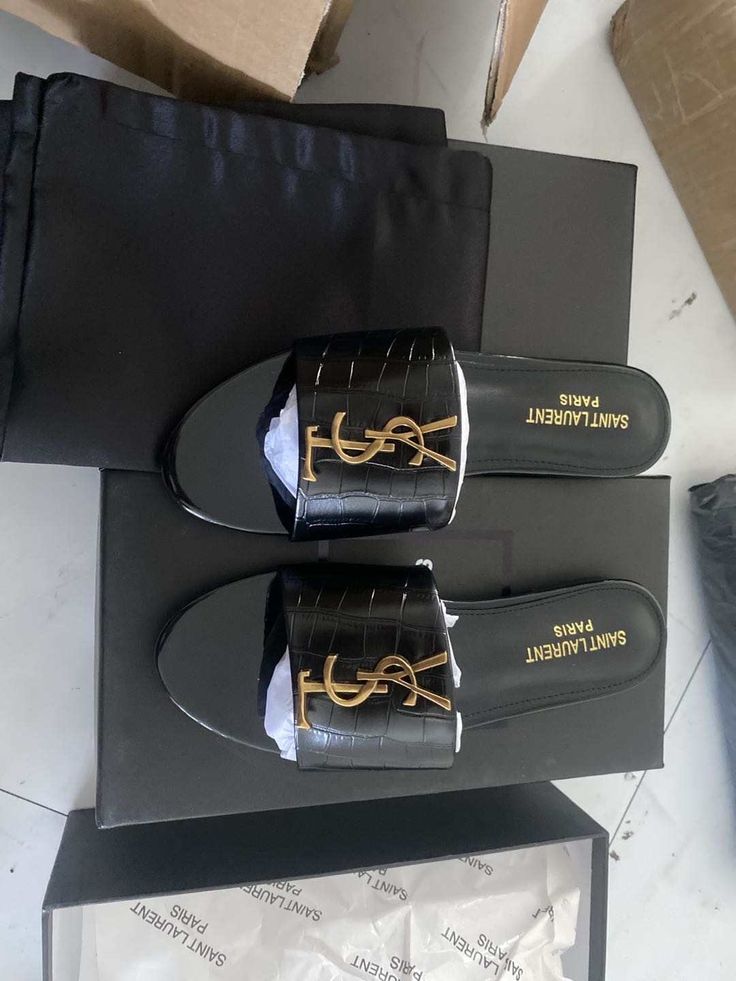Sandale Saint Laurent Plate Cuir