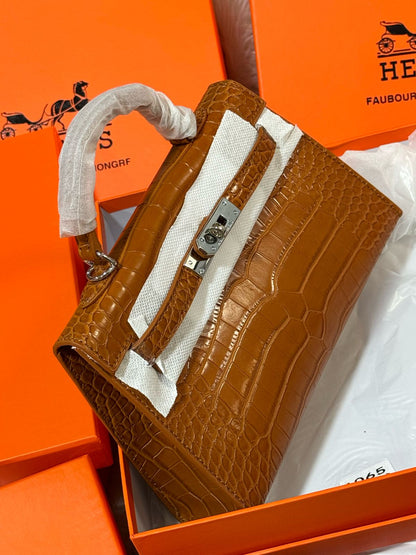 Sac Hermès 25 en Simili Cuir Croco