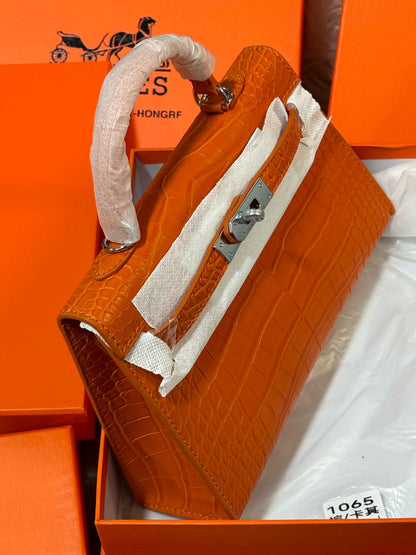 Sac Hermès 25 en Simili Cuir Croco