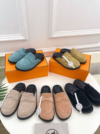 Mule Hermès Daim en Couleurs